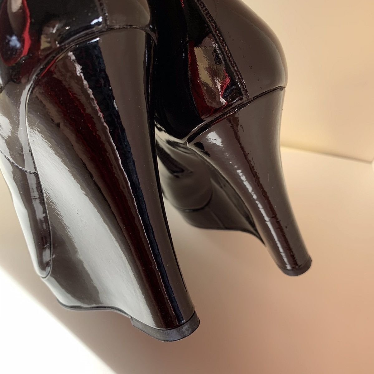 Gucci Patent leather horsebit wedge tall boots Size US 5.5 / IT 35.5 - 10 Thumbnail