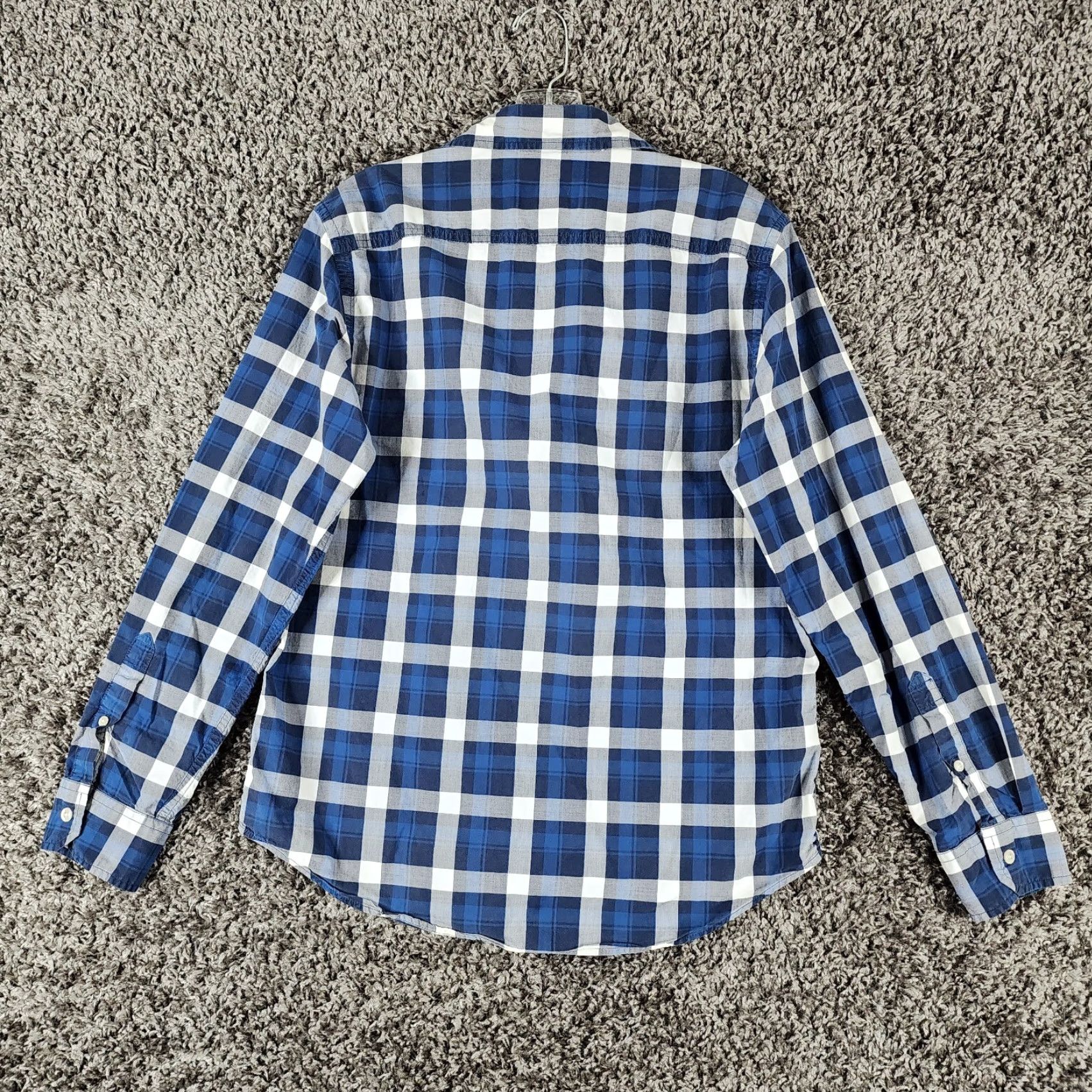American Eagle Outfitters VINTAGE? No. American Eagle Outfitters Mens Button-Up Shirt Athletic Fit Long Sleeve Plaid Blue White Size M Men) Size US M / EU 48-50 / 2 - 6 Thumbnail