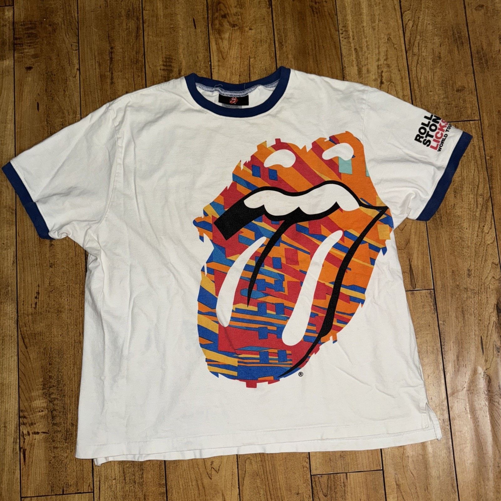 2005 Rolling Stones Licks World Tour Ringer T-Shirt XL 23x26