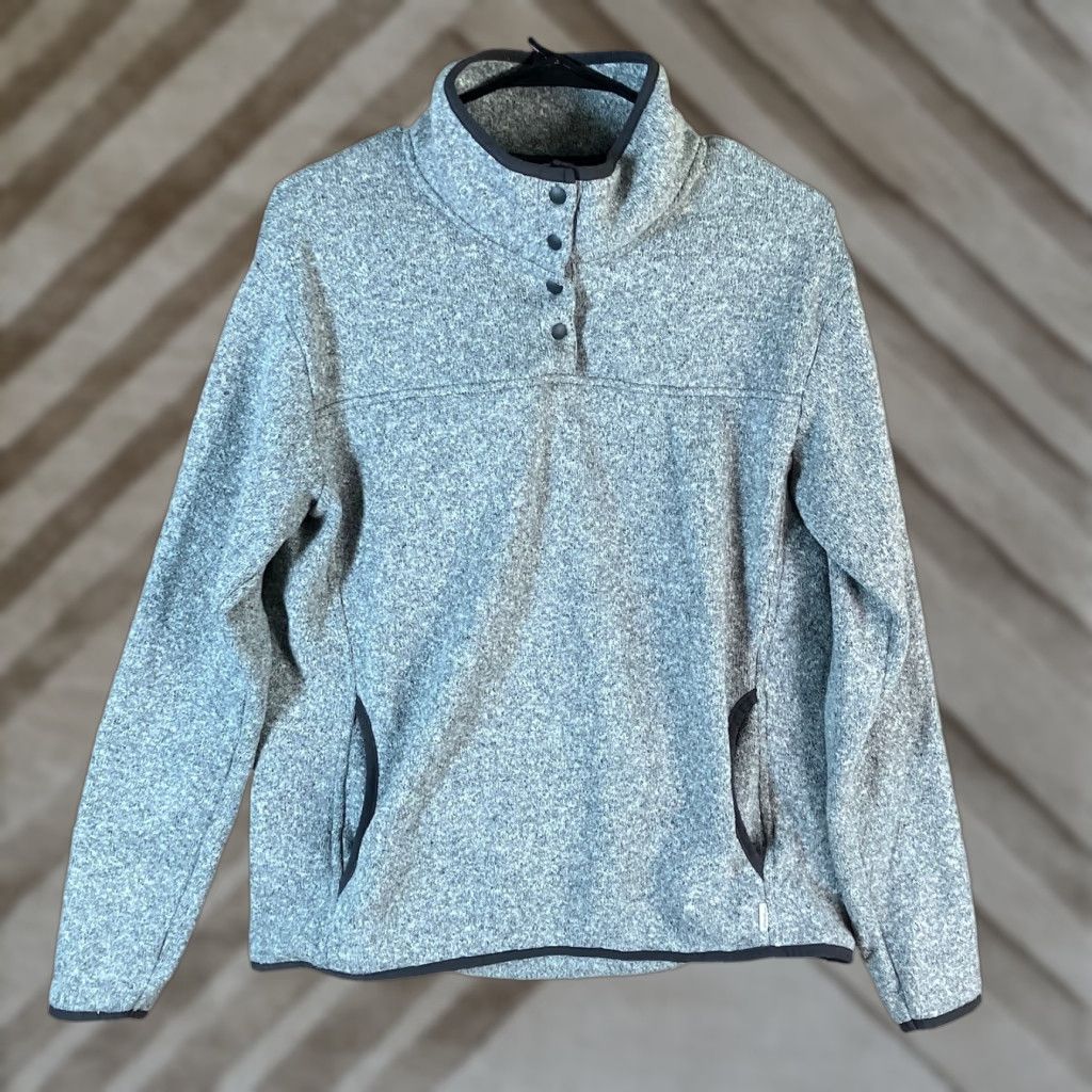 Eddie Bauer Eddie Bauer Womens Sweatshirt Gray Radiator Fleece Snap Mock Neck Large Size L / US 10 / IT 46 - 1 Thumbnail