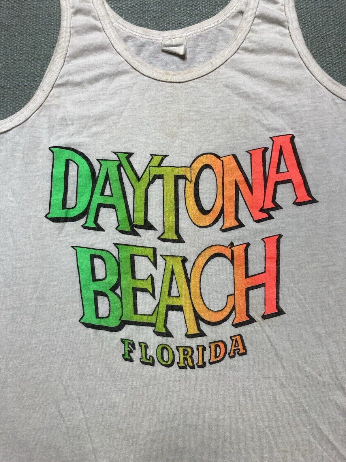 Vintage VTG 70s tank top shirt Daytona beach florida rainbow soft M Size US M / EU 48-50 / 2 - 2 Thumbnail