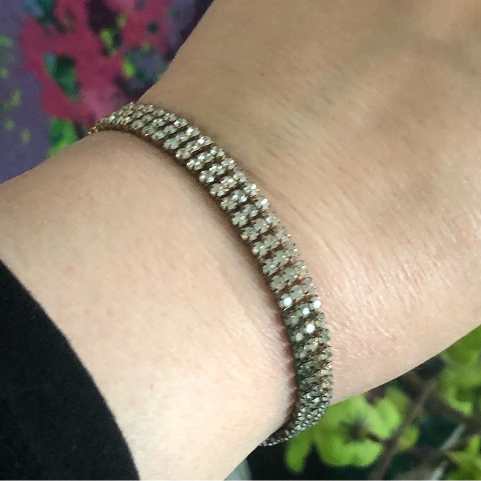 Vintage Vintage triple row clear rhinestone bracelet Size ONE SIZE - 9 Thumbnail
