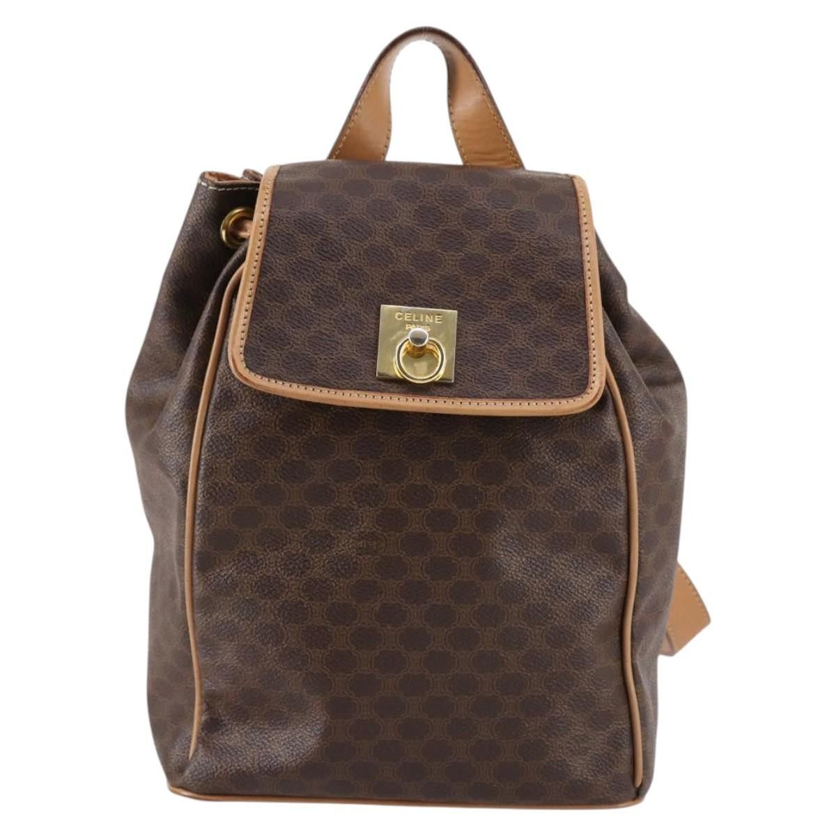 Celine CELINE Macadam Canvas Backpack Pvc Leather Brown Gold Size ONE SIZE - 2 Thumbnail