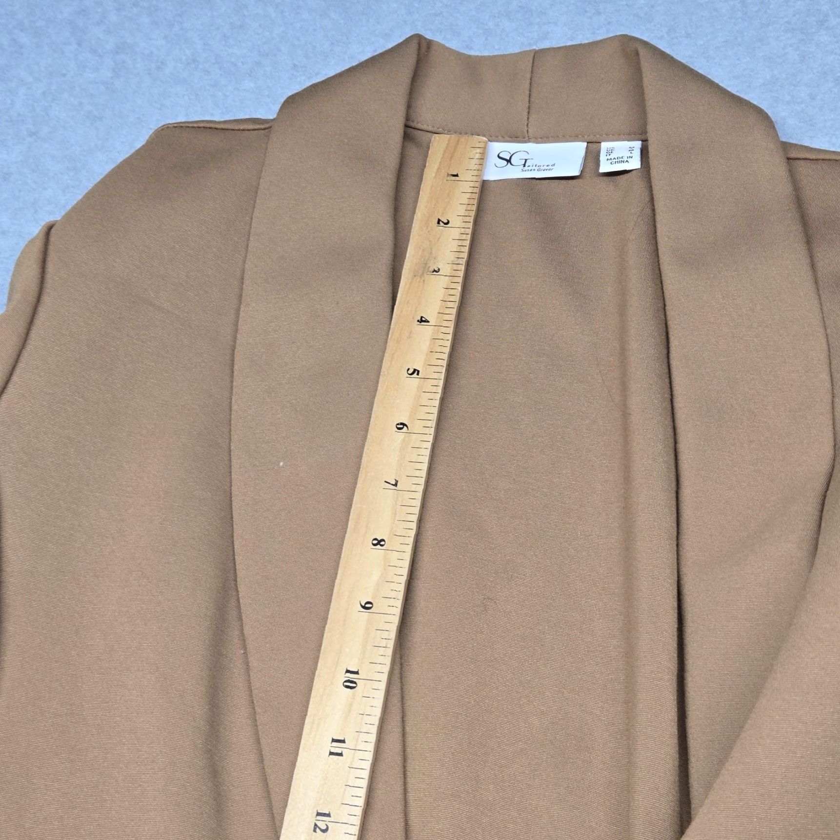 Vintage Susan Graver Blazer Womens M Beige Ponte Shawl Collar Longline Jacket Size M / US 6-8 / IT 42-44 - 7 Thumbnail