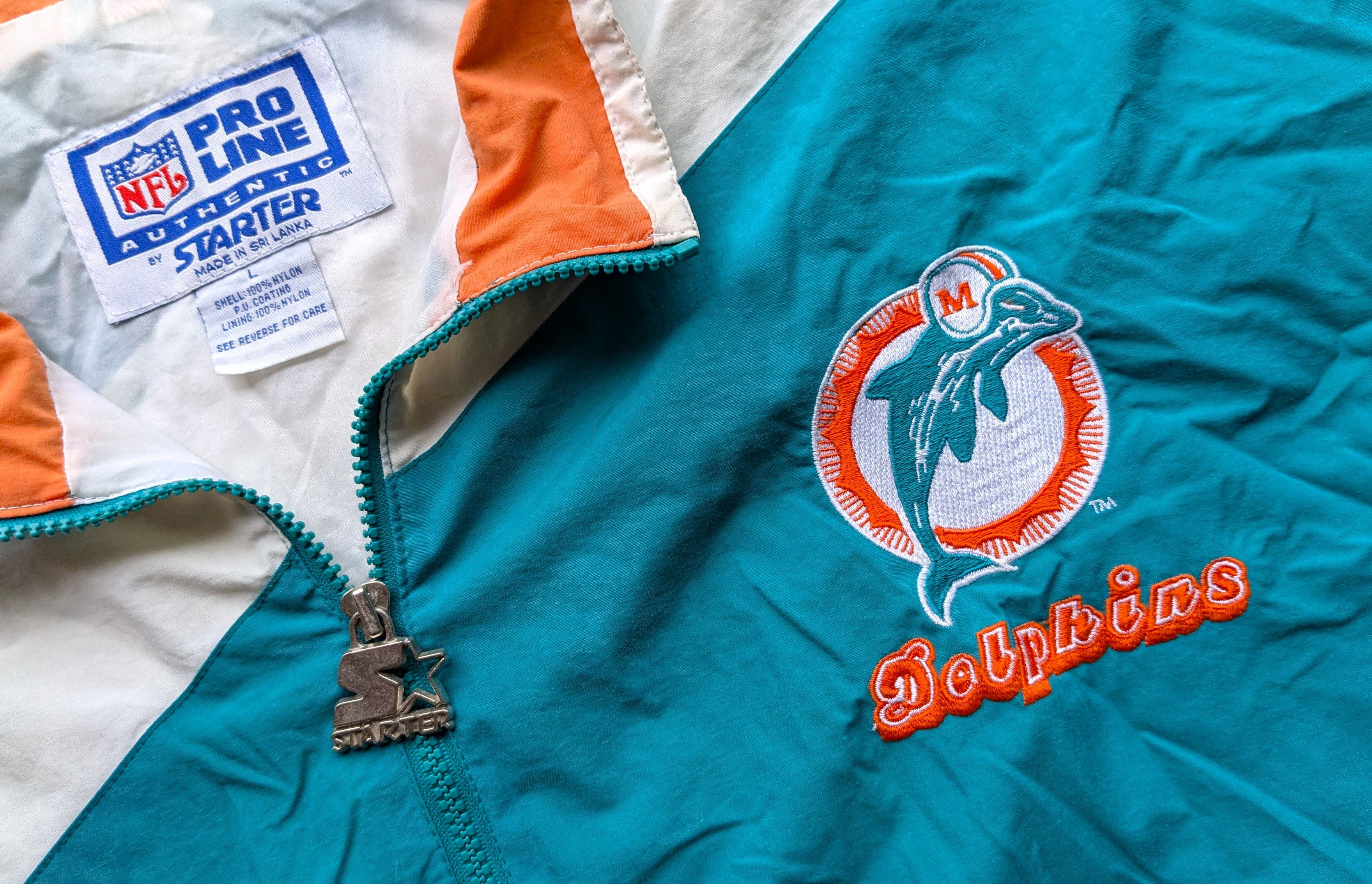 Starter Miami Dolphins 90s STAR windbreaker SHULA teal NFL vintage Size US L / EU 52-54 / 3 - 2 Thumbnail