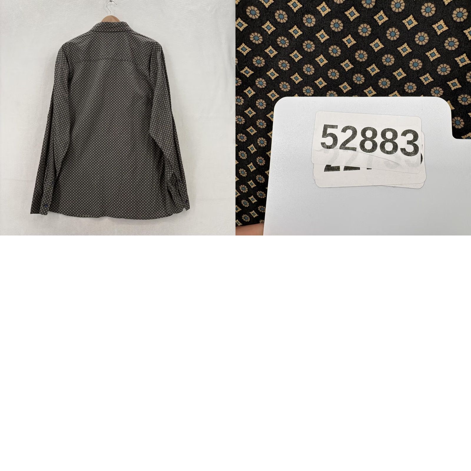 Faconnable Façonnable Shirt Mens XL Gray Geometric Print Long Sleeve Button Up Casual Club Size US XL / EU 56 / 4 - 9 Thumbnail