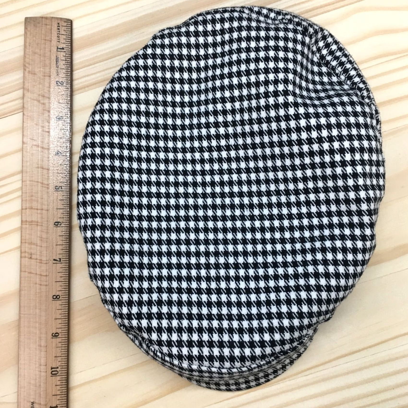 H&M H&M Newsboy Hat Womens One Size Curved Brim Houndstooth Black White Polyester Size ONE SIZE - 3 Thumbnail