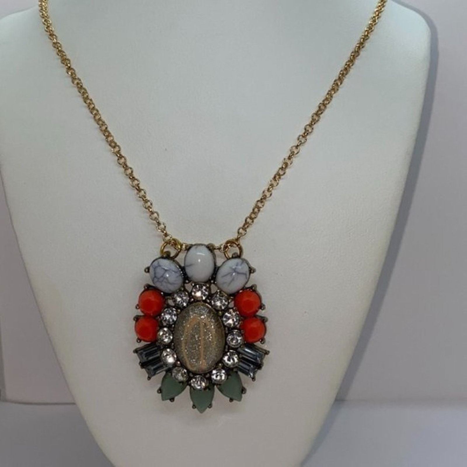 Handmade Bronze-Tone Glitter Sparkle Rhinestone Necklace Size ONE SIZE - 1 Thumbnail