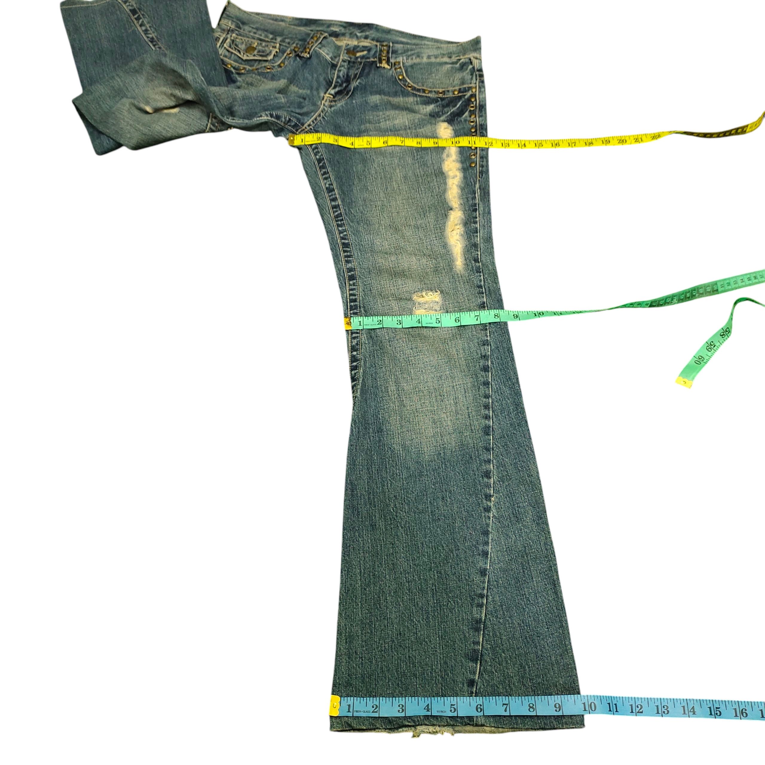 Tornado Mart Flare Jeans Tornado Mart Studded Embroider Distress Bootcut Size US 33 - 19 Thumbnail