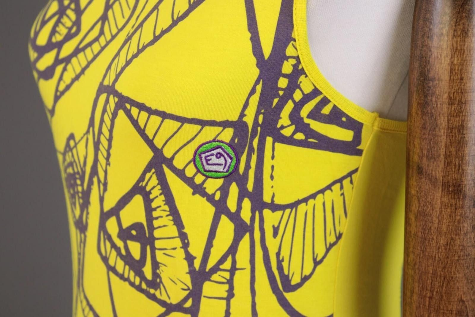 Designer E9 Yellow Printed Sleeveless Summer Top Shirt Size L Size L / US 10 / IT 46 - 6 Thumbnail