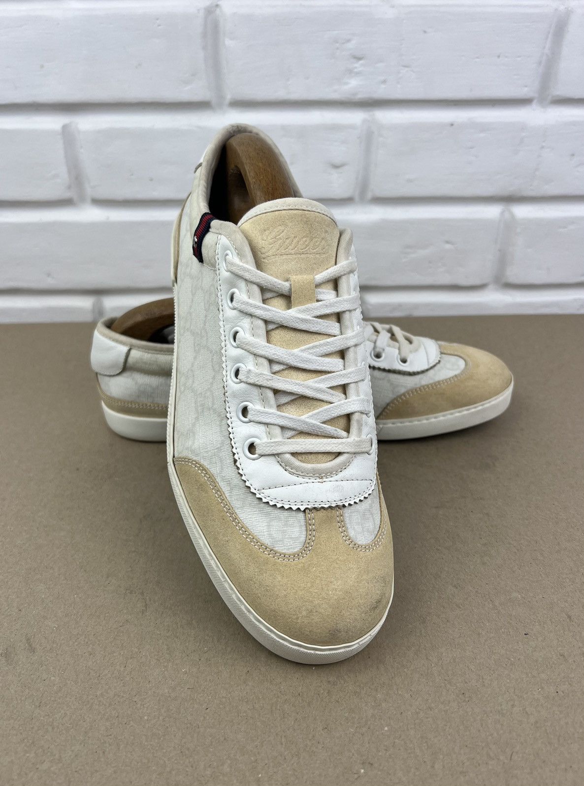 Gucci GUCCI Sneakers Suede Shoes GG Monogram Supreme Canvas White Size US 7.5 / EU 40-41 - 4 Thumbnail