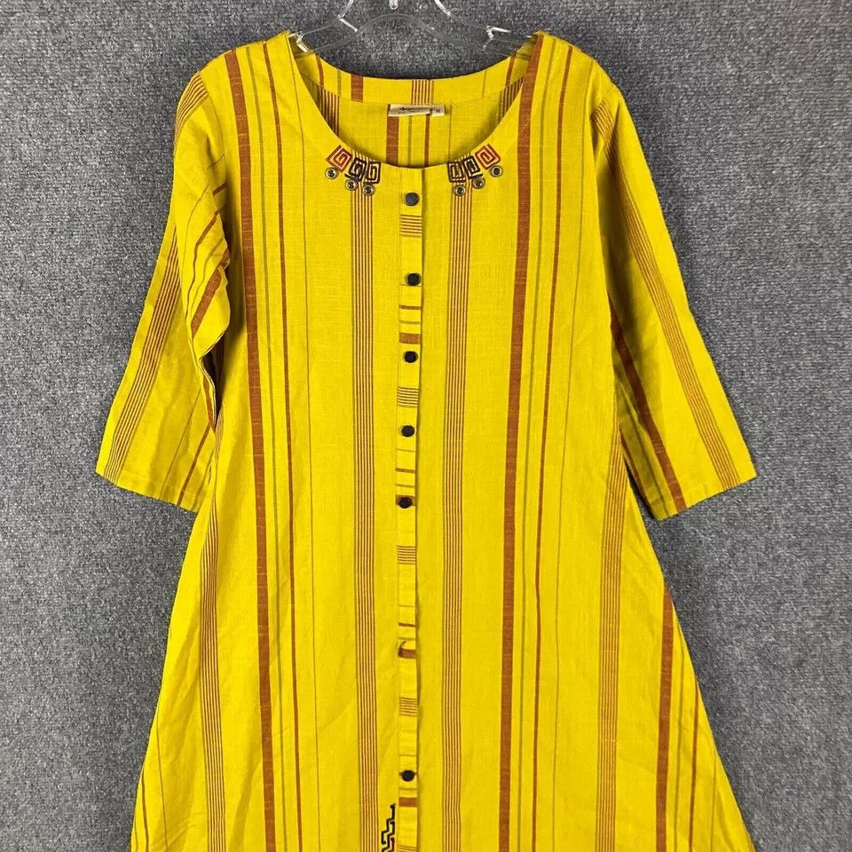 Other Jini Nimi Dress Women's Medium Indian Button Up Scarf Ribbon Size M / US 6-8 / IT 42-44 - 2 Thumbnail