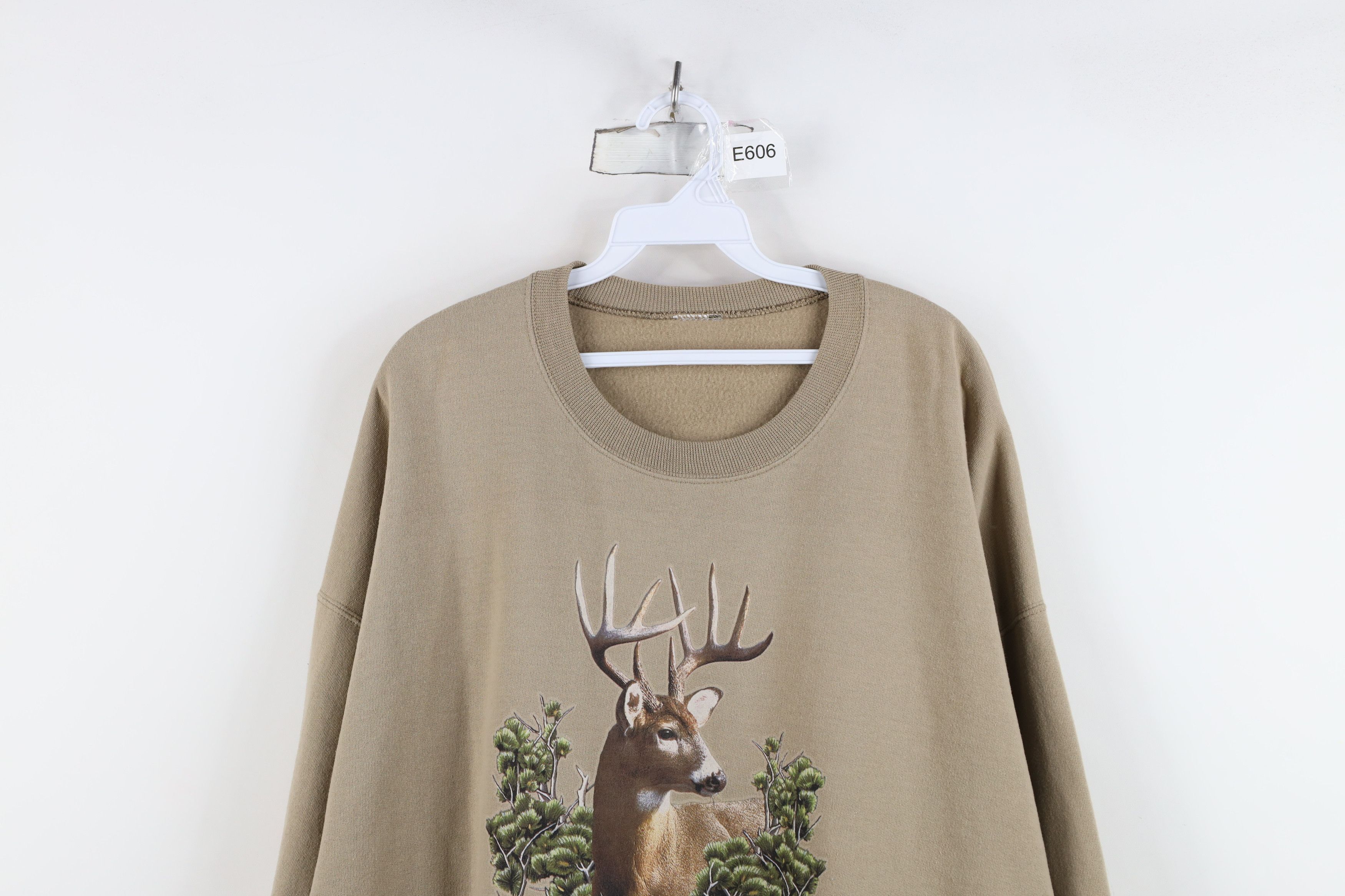 Vintage Vintage 90s Streetwear Deer Buck Crewneck Sweatshirt Beige Size US XXL / EU 58 / 5 - 2 Thumbnail