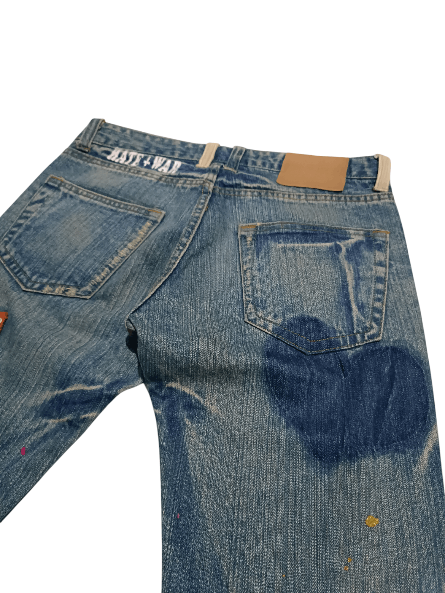 Japanese Brand × Vintage Distressed Denim Jeans Glitter Paint Hate War Size US 31 - 10 Thumbnail