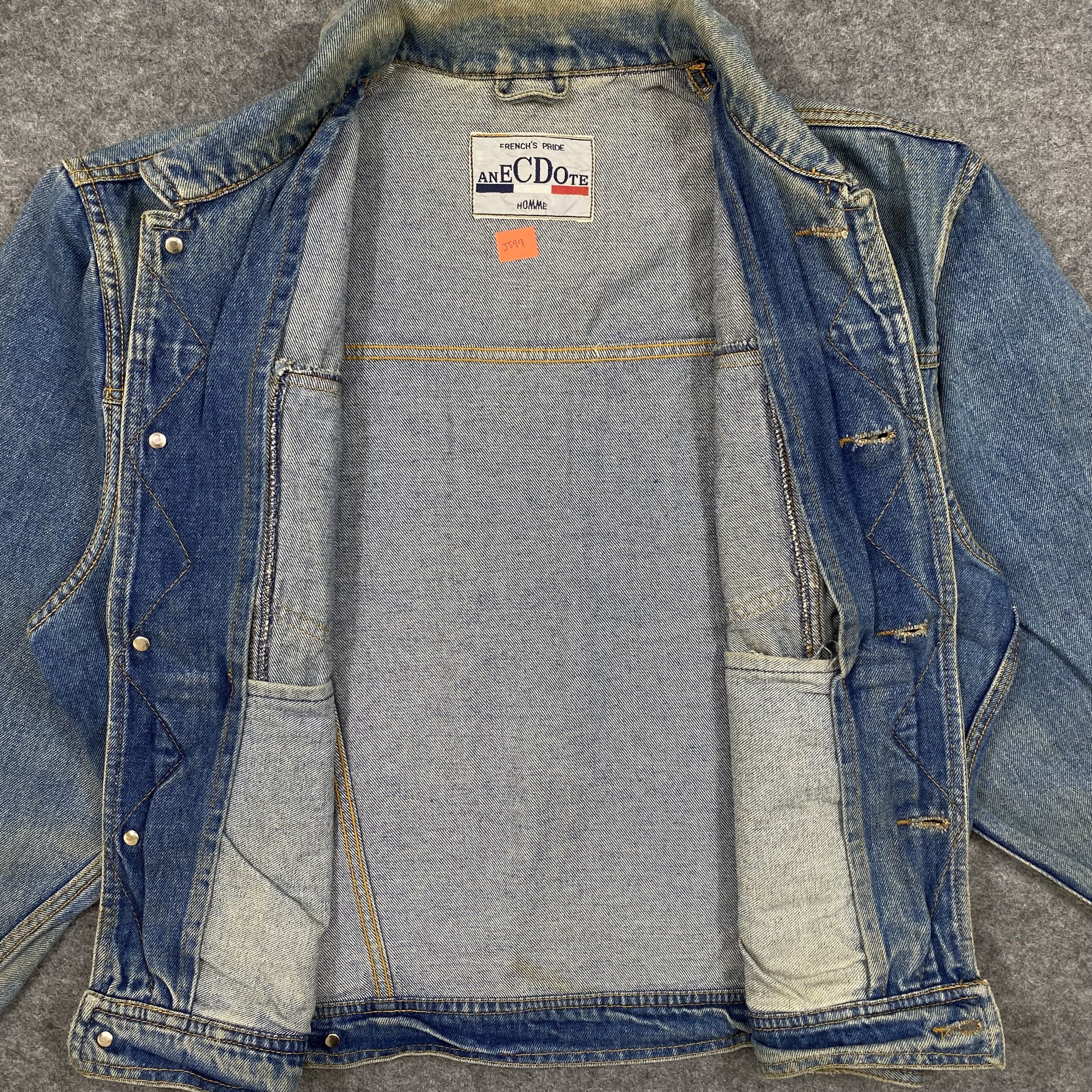 Japanese Brand Vintage 90s Anecdote Homme French's Pride Denim Trucker-J599 Size US L / EU 52-54 / 3 - 3 Thumbnail