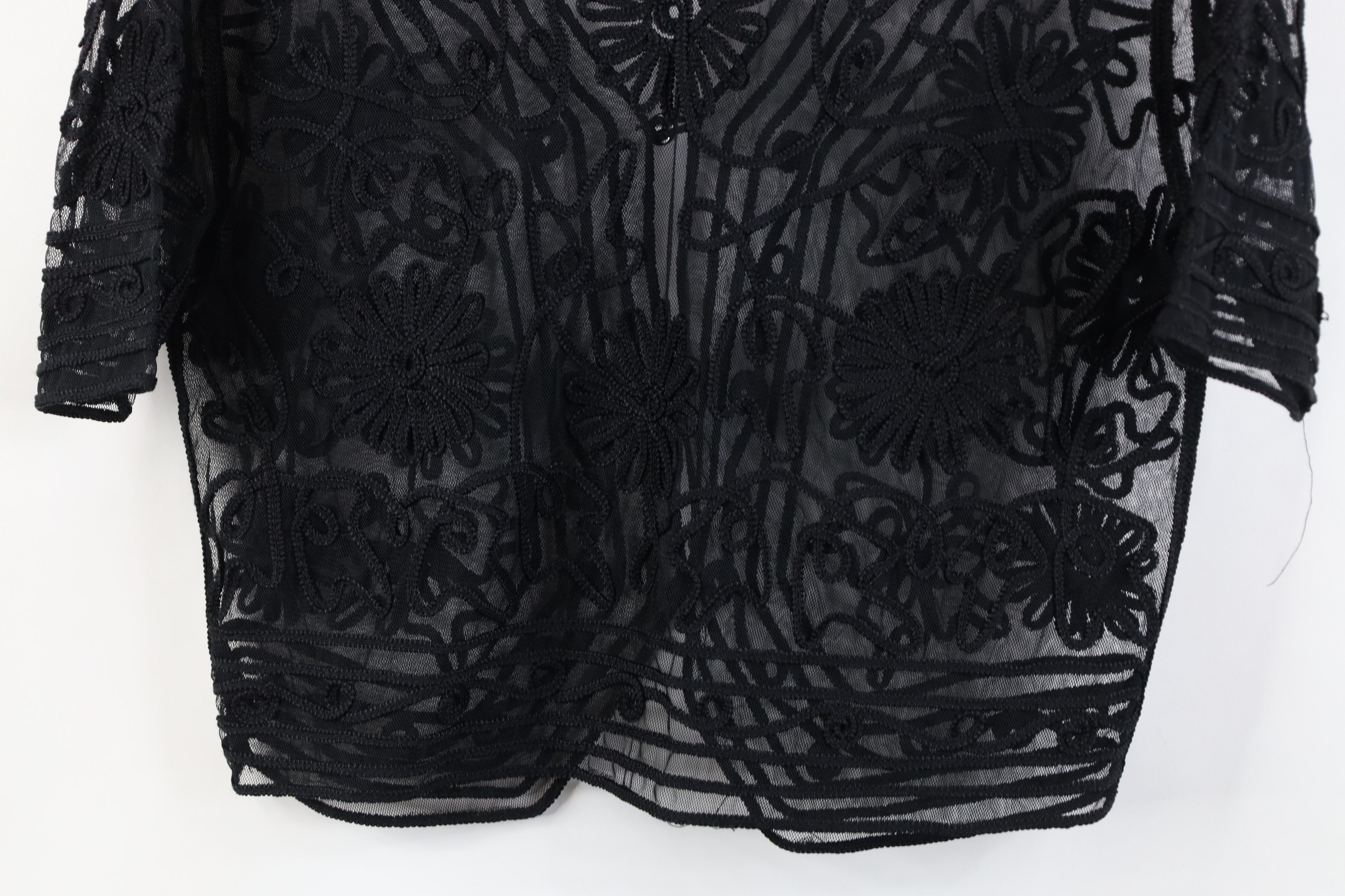 Vintage Vintage 90s Y2K Babydoll Flower Button Cardigan Shirt Black Size S / US 4 / IT 40 - 11 Thumbnail