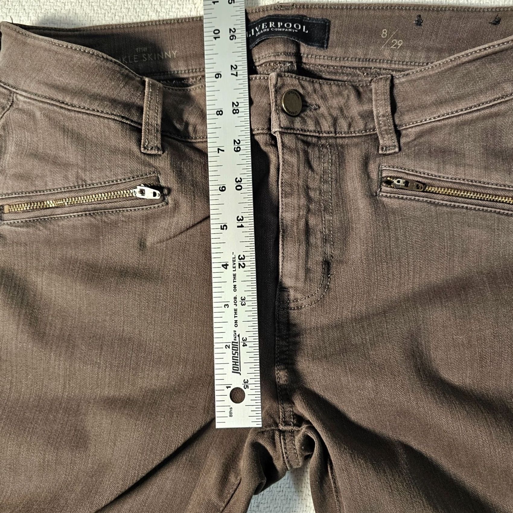 Olive Liverpool Jeans Ankle Denim Jeans Size 8 Cypress Dark Olive Zip Leg Women Size 30" / US 8 / IT 44 - 6 Thumbnail