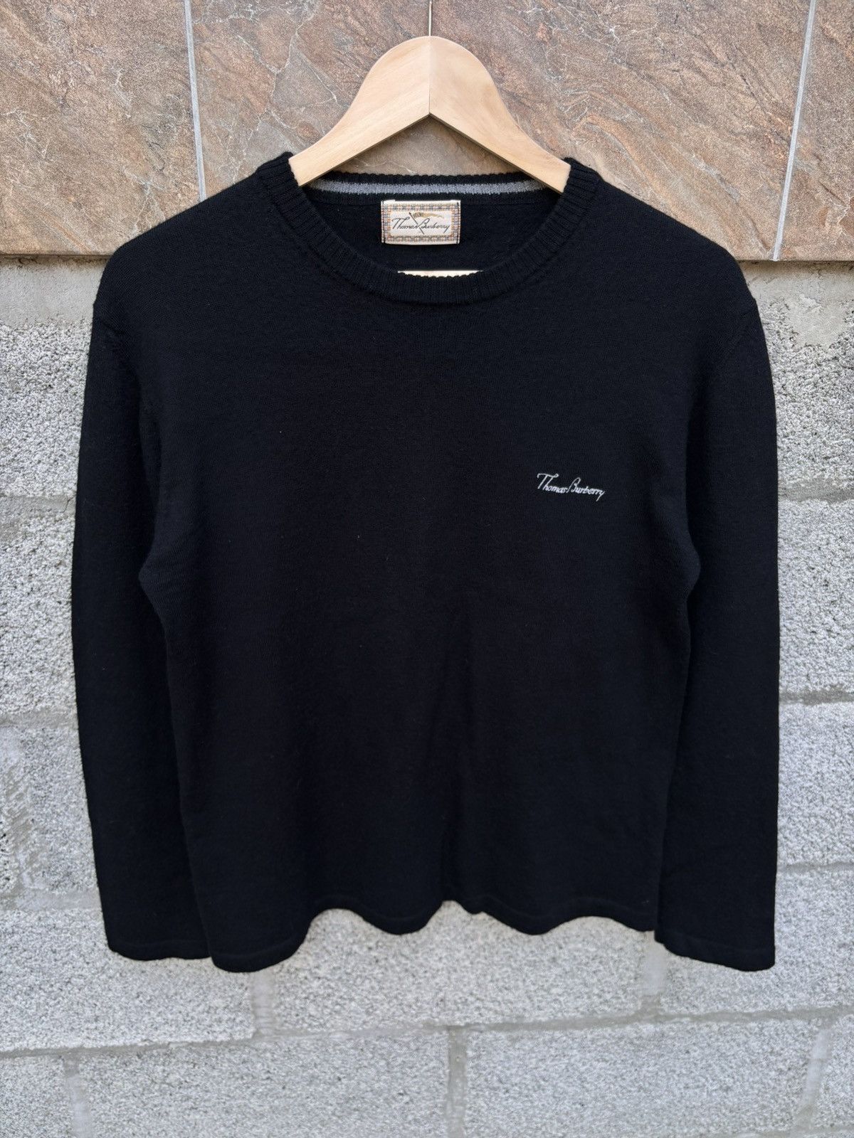 Burberry Thomas Burberry black sweater 100% marines wool L size Size L / US 10 / IT 46 - 1 Thumbnail