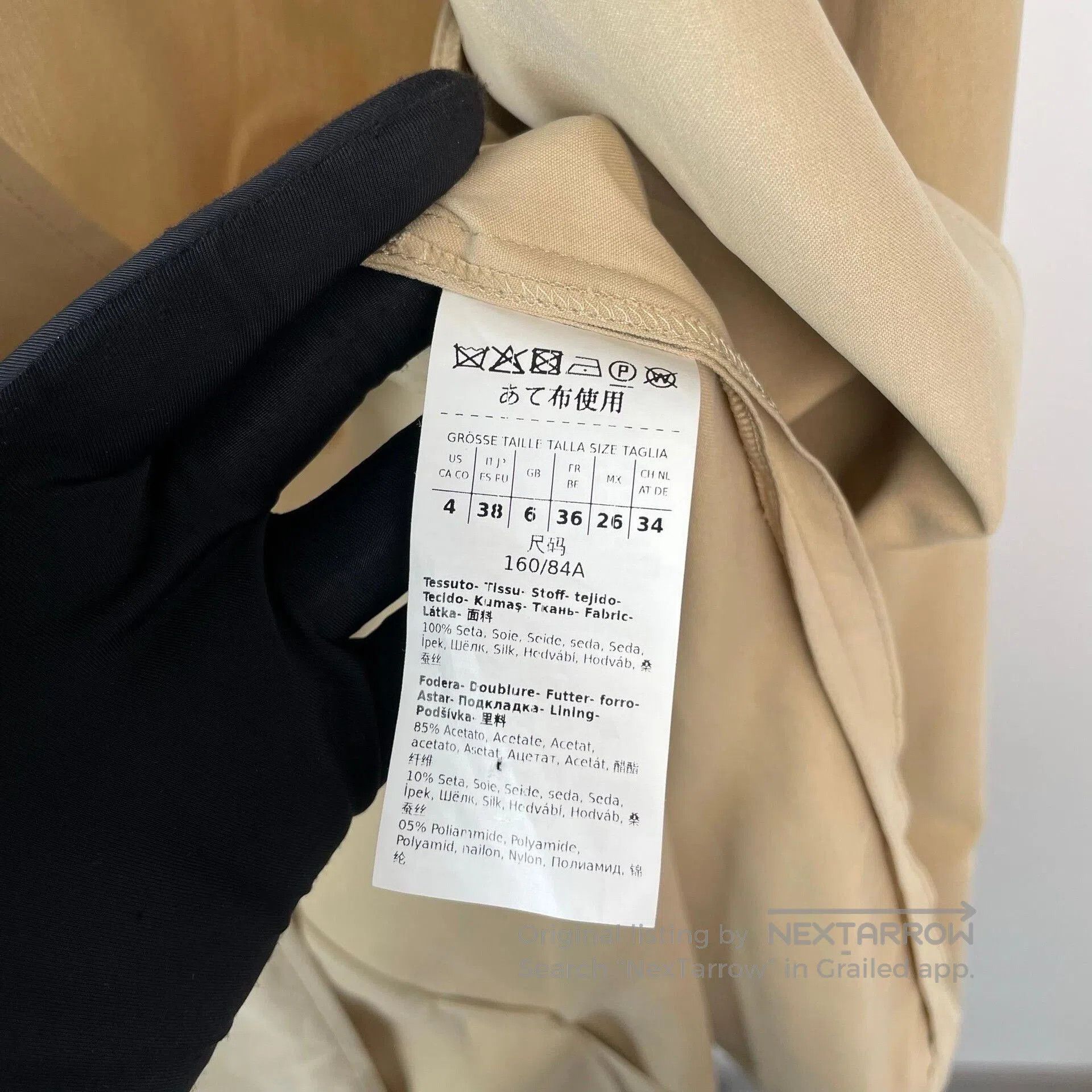 Max Mara Maxmara Beige Silk Jacket & Pants Suit. Size XXS / US 00 / IT 34 - 7 Thumbnail