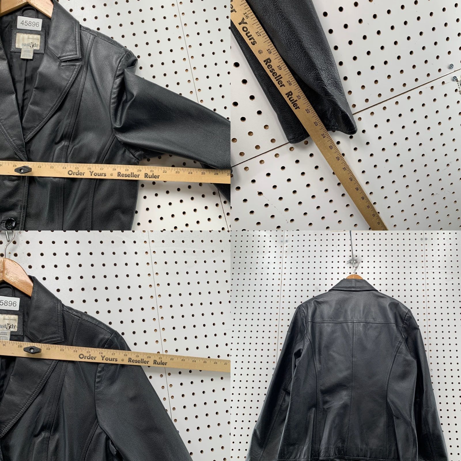 Vintage East 5th Leather Blazer Jacket Womens Large Black Button Business Collared Size L / US 10 / IT 46 - 9 Thumbnail