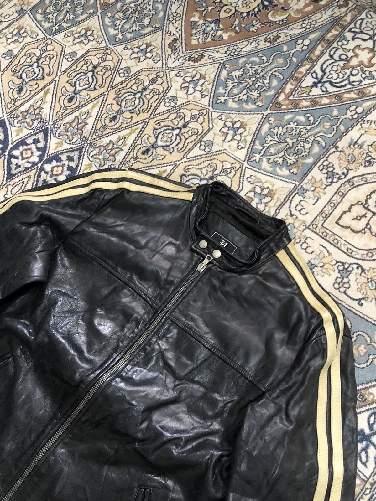 Tommy Hilfiger Rare❗️Tommy Hilfiger Premium Cafe Racer Leather Jacket Size US L / EU 52-54 / 3 - 4 Thumbnail