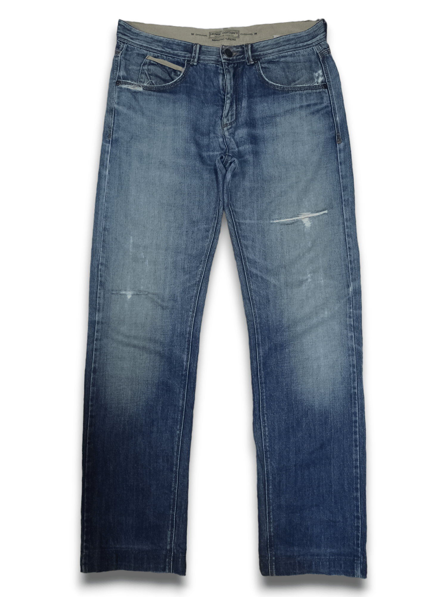 image of Vintage Henry Cottons Blue Wash Distressed Jeans 32X30, Men's