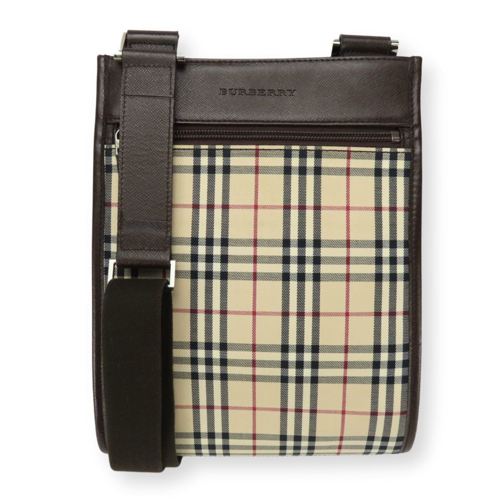 Burberry Shoulder Bag Canvas Leather Beige Brown Nova Check Women's Burberry