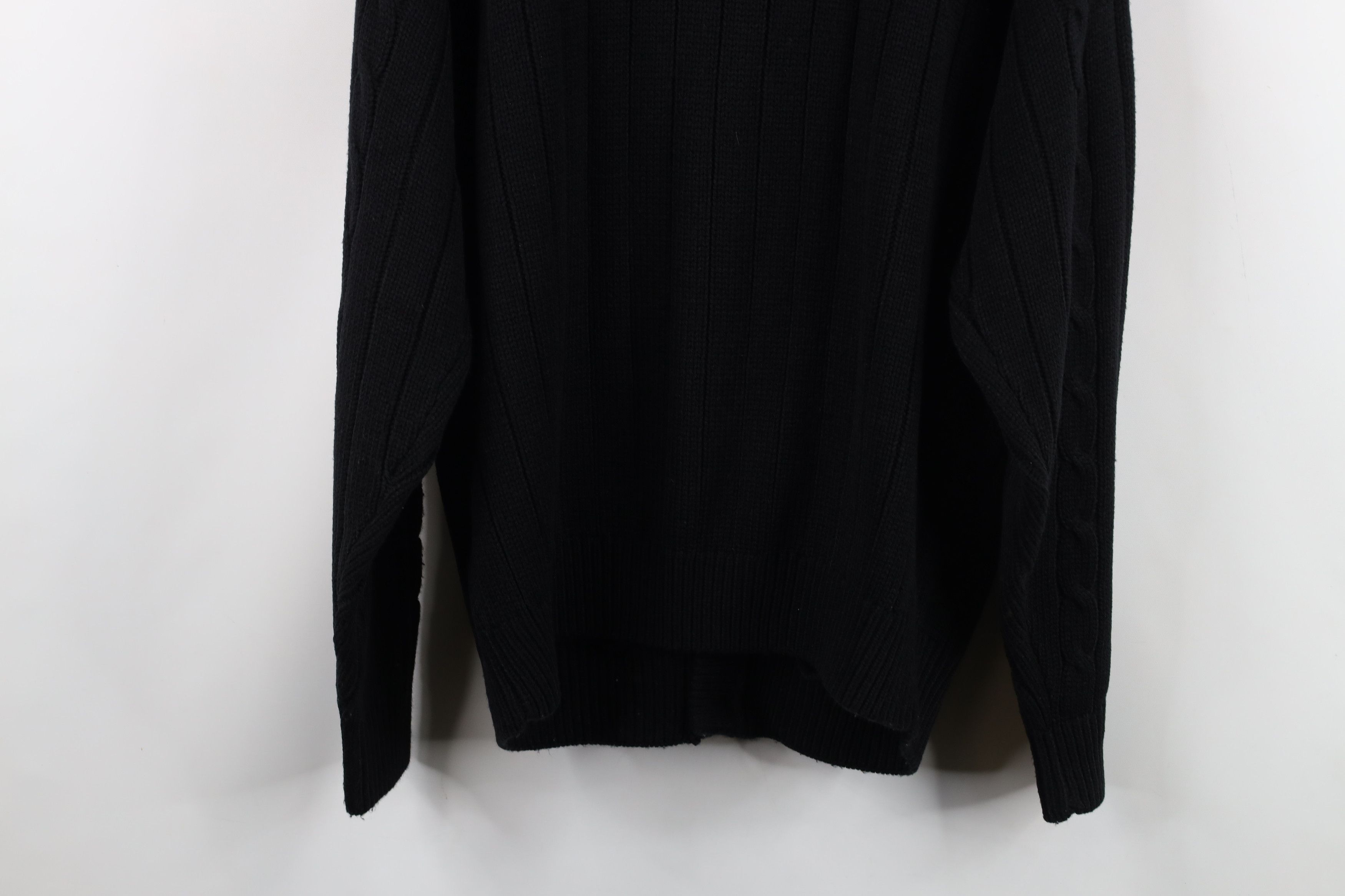 Vintage Vintage 90s Streetwear Cable Knit Cardigan Sweater Black Size US L / EU 52-54 / 3 - 12 Thumbnail