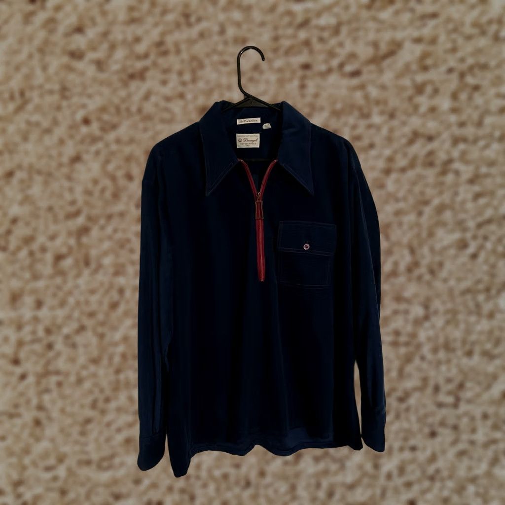 Velour VINTAGE Donegal Shirt Pullover Velour Blue XL Men's 1/2 Quarter Zip Size US XL / EU 56 / 4 - 1 Thumbnail