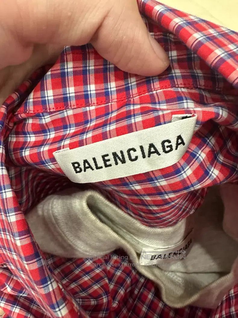 Balenciaga Balenciaga Red and White Plaid Short Sleeve Shirt Size XXS / US 00 / IT 34 - 5 Thumbnail