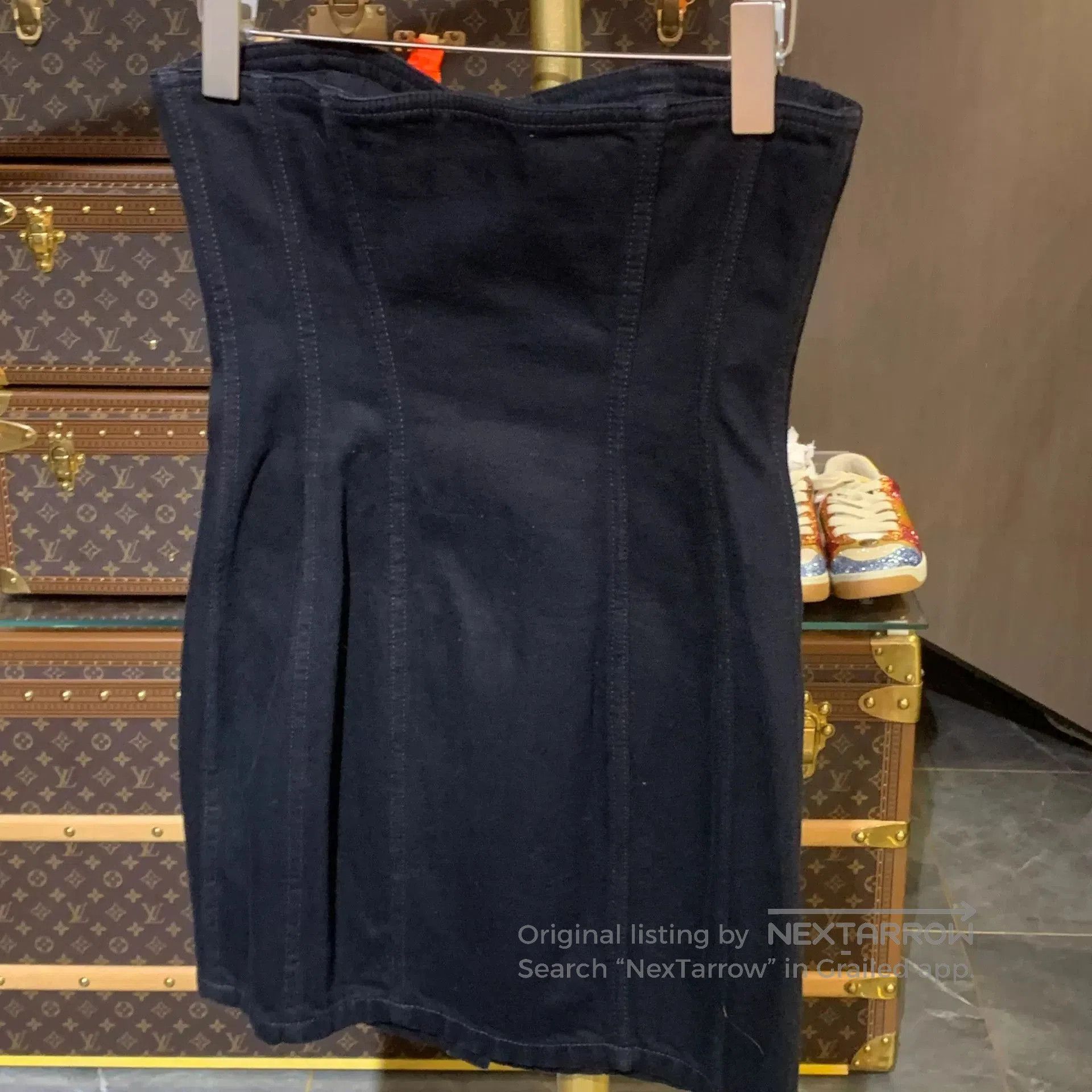 Saint Laurent Paris Saint Laurent Black Denim Strapless Dress. Size XS / US 0-2 / IT 36-38 - 2 Thumbnail
