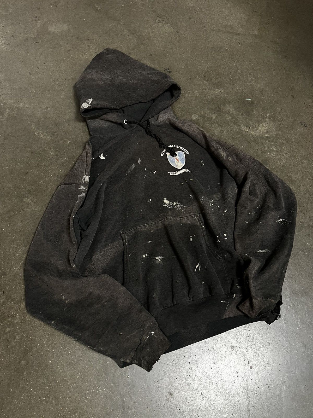 Vintage vintage army road runners thrashed black faded hoodie Size US XL / EU 56 / 4 - 4 Thumbnail