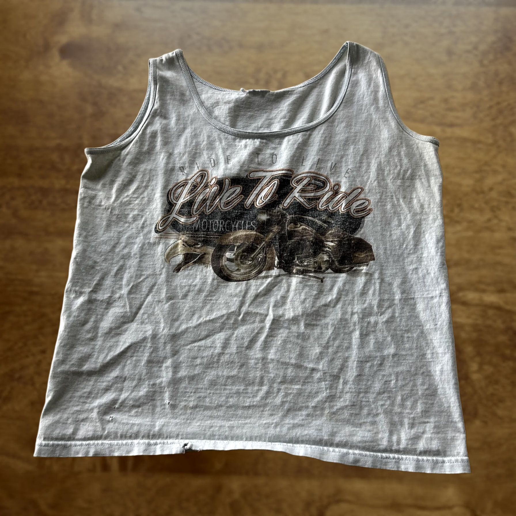 Olive Vintage Live To Ride Motorcycle Shirt Mens Small Gray Sleeveless Tank Top Biker Graphic Print Crew Neck Size US S / EU 44-46 / 1 - 1 Thumbnail