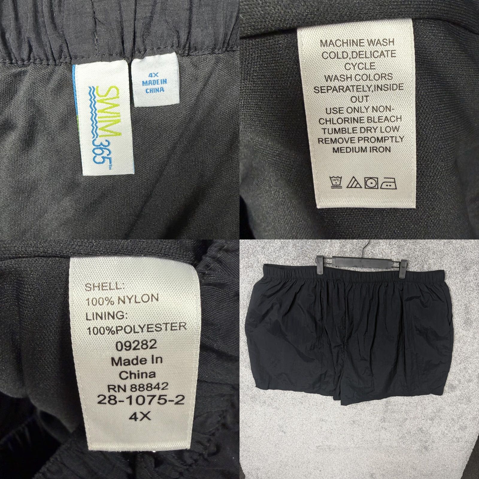 Vintage Swim 365 Swim Shorts Womens 4X Plus Black Elastic Waist Drawstring Lined Pockets Size 40" / US 18 - 8 Thumbnail