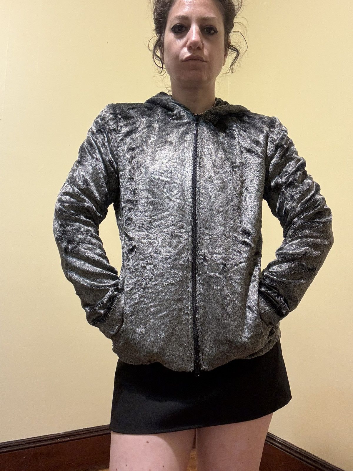 Oscar De La Renta Oscar De La Renta Thick SOFT Lined Gray Shimmer VELVET Size M / US 6-8 / IT 42-44 - 1 Thumbnail