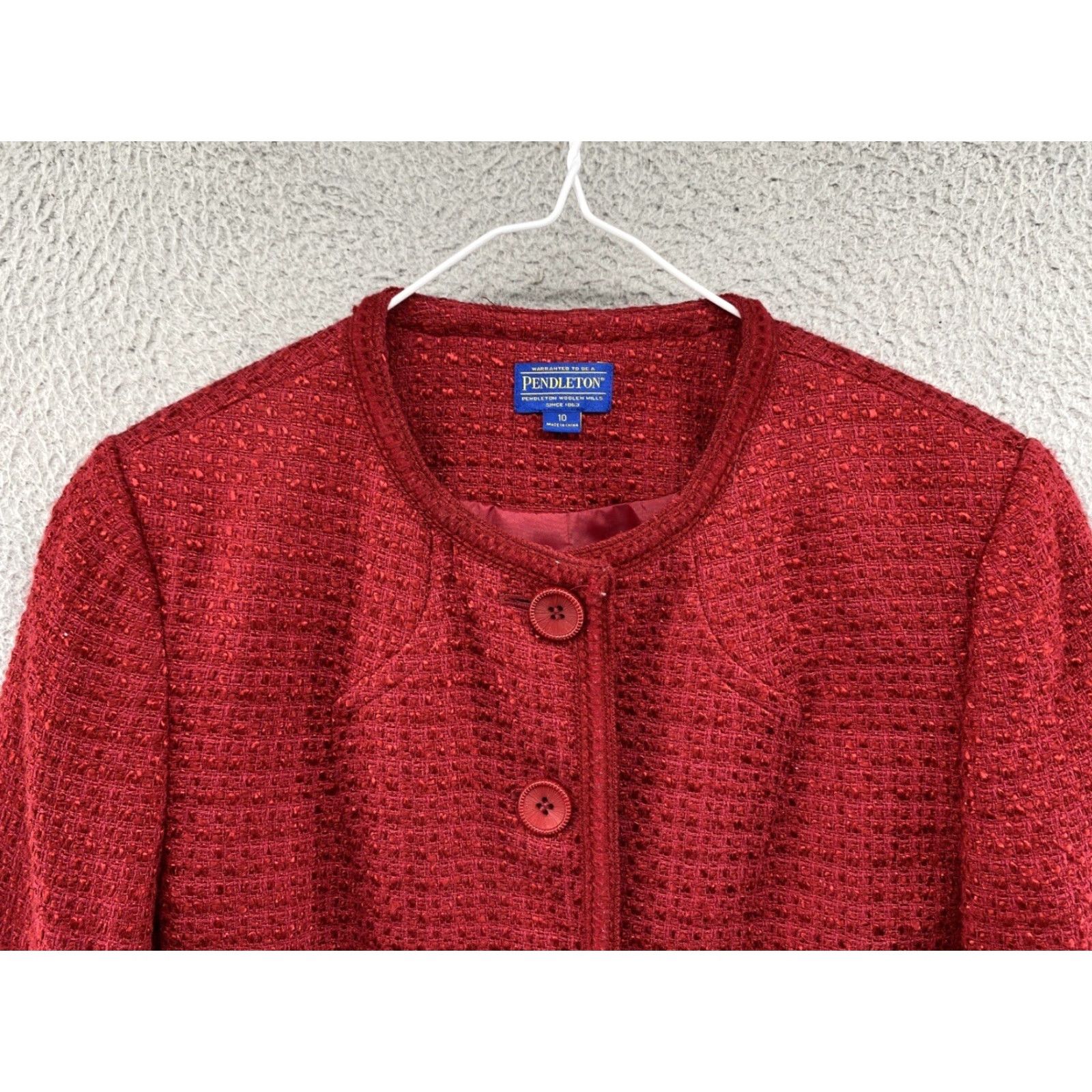 Pendleton Pendleton Blazer Jacket Women's Wool Blend Red Button Up Size 10 VTG 90s Wrapped in Color? Size L / US 10 / IT 46 - 3 Thumbnail