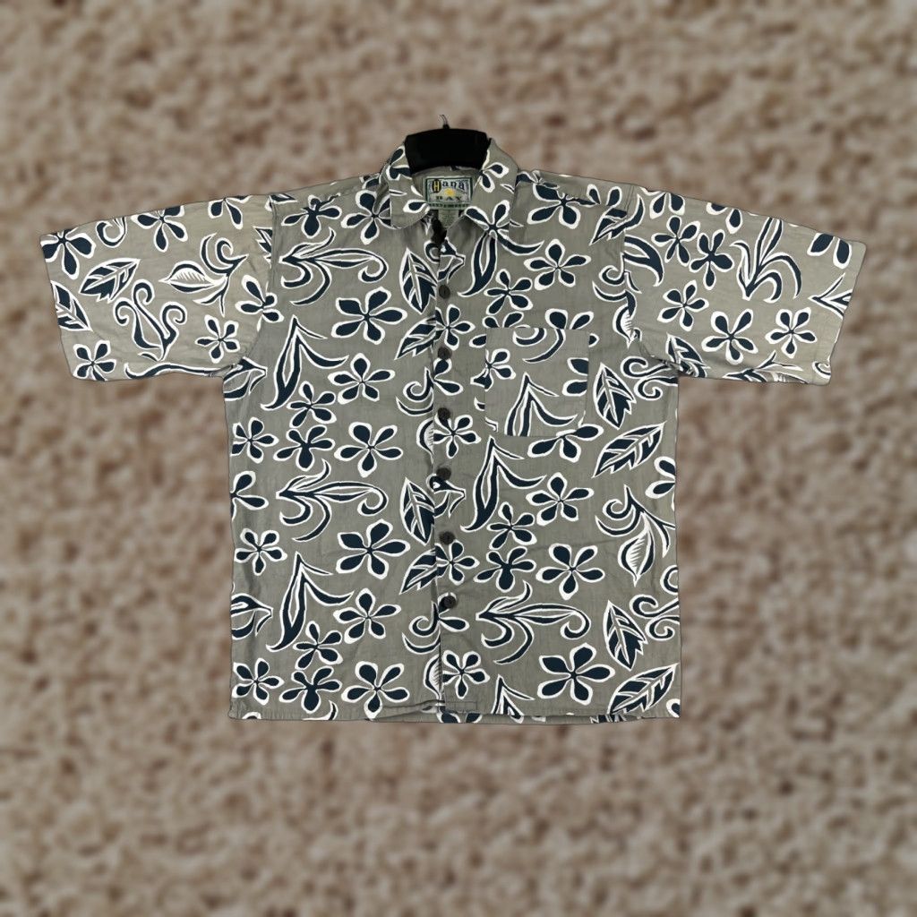 Pierre Cardin VINTAGE Pierre Cardin Shirt Adult Small Gray Floral 100% Cotton Button Up Hawaiian Size US L / EU 52-54 / 3 - 1 Thumbnail