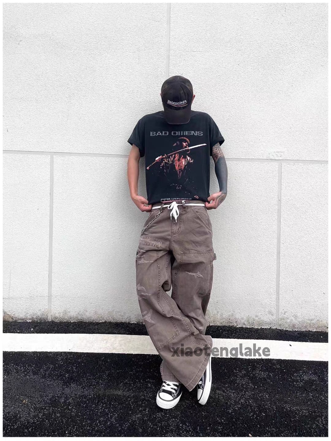 Designer Unisex outdoor utility loose baggy hiphop carpenter pants Size US 32 / EU 48 - 2 Thumbnail