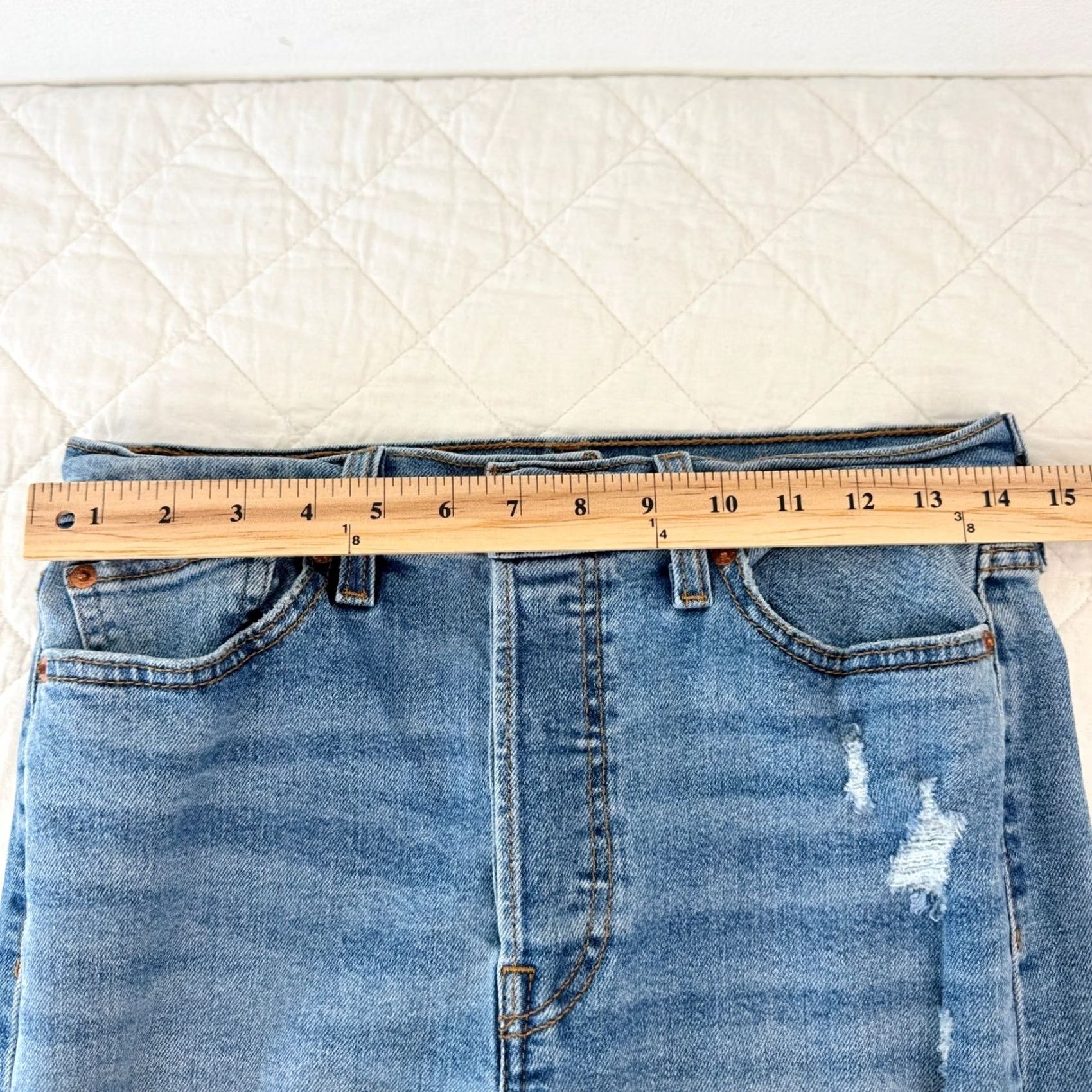 Levi's Levi's Jeans Womens Straight Blue Distressed Raw Hem Denim Size 29 Size 29" - 4 Thumbnail