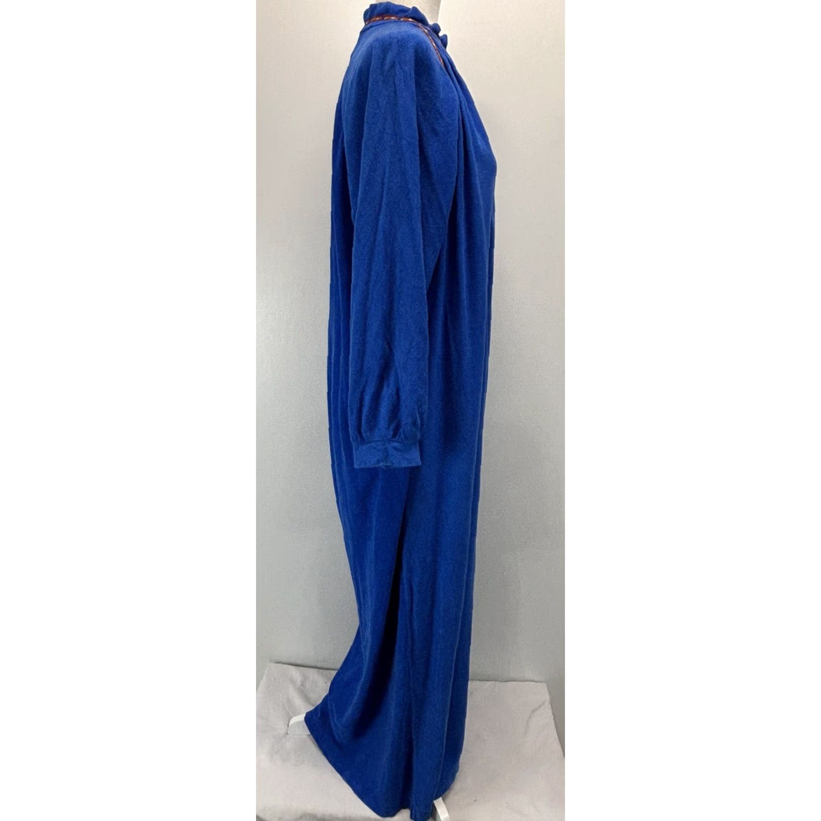 JCPenney VINTAGE JC Penney Nightgown Robe Long Sleepwear Half Zip 70s Blue Medium Mumu USA Womens Size M / US 6-8 / IT 42-44 - 4 Thumbnail