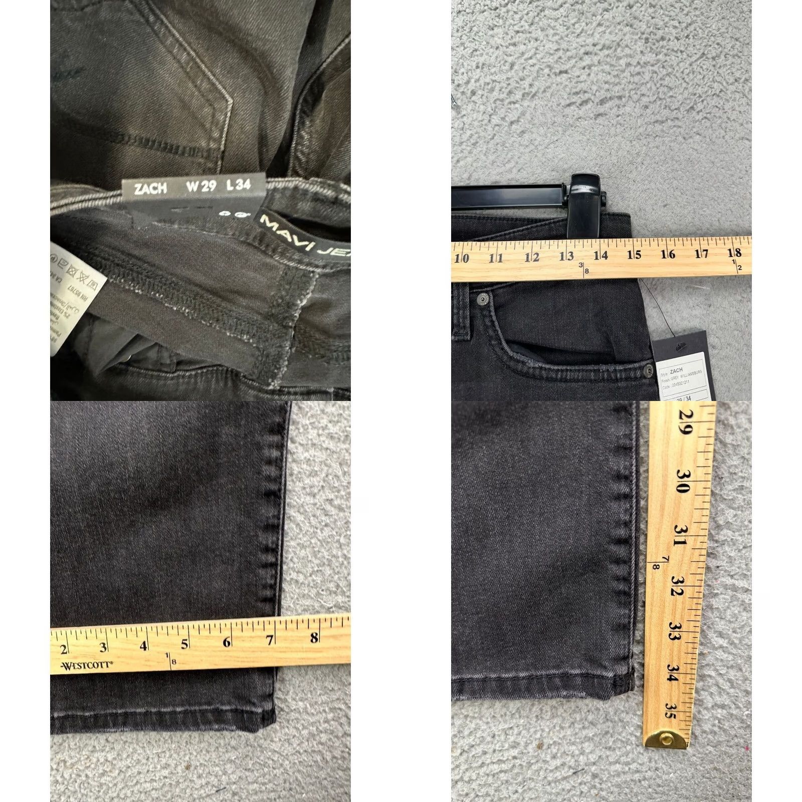 Mavi Mavi Zach Jeans Mens 29X34 Dark Grey Straight Denim Pants NEW Size US 29 - 8 Thumbnail