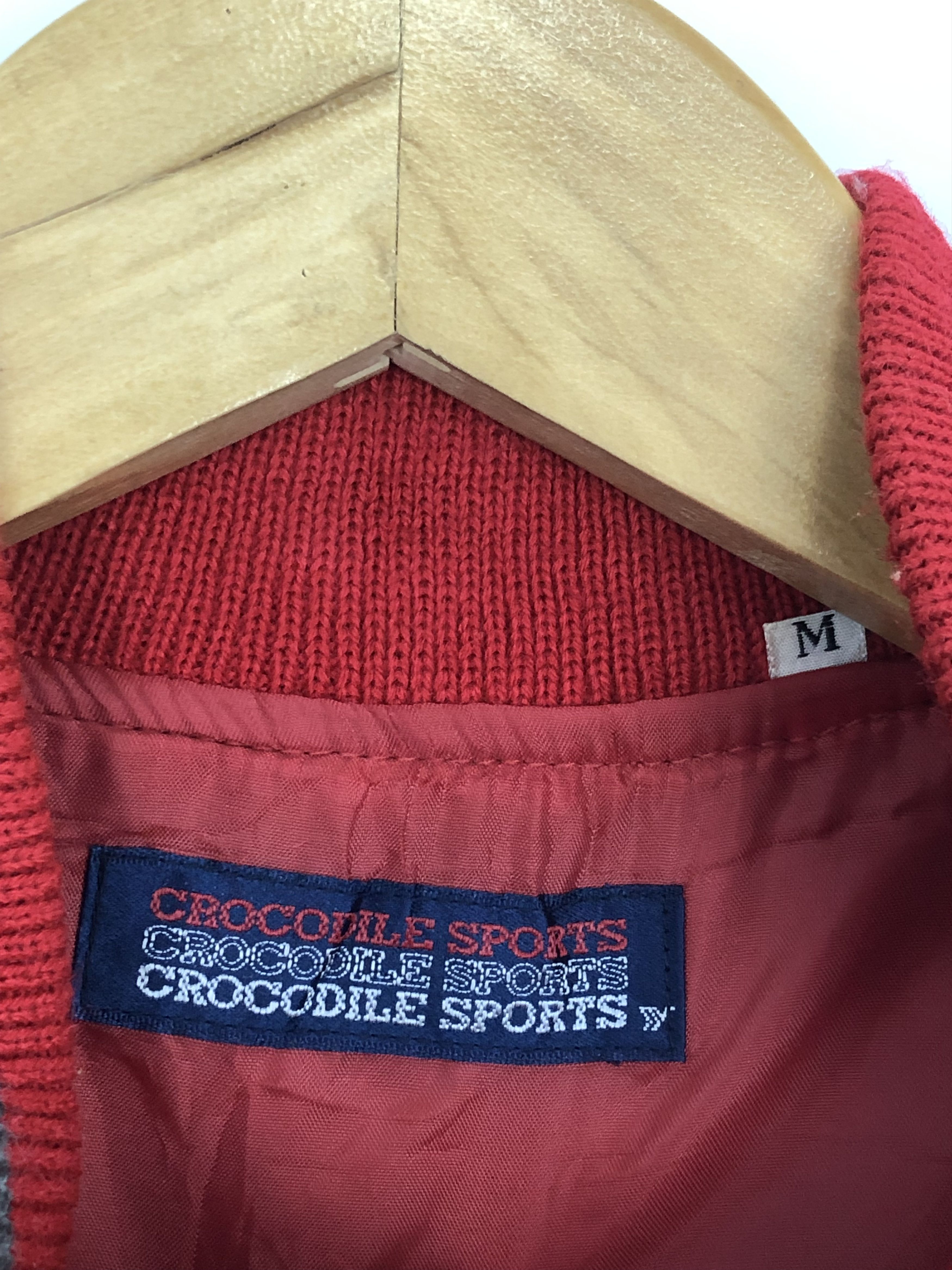 Vintage Vintage 90s Crocodile Wool Varsity Jacket Red V0354 Size US M / EU 48-50 / 2 - 9 Thumbnail