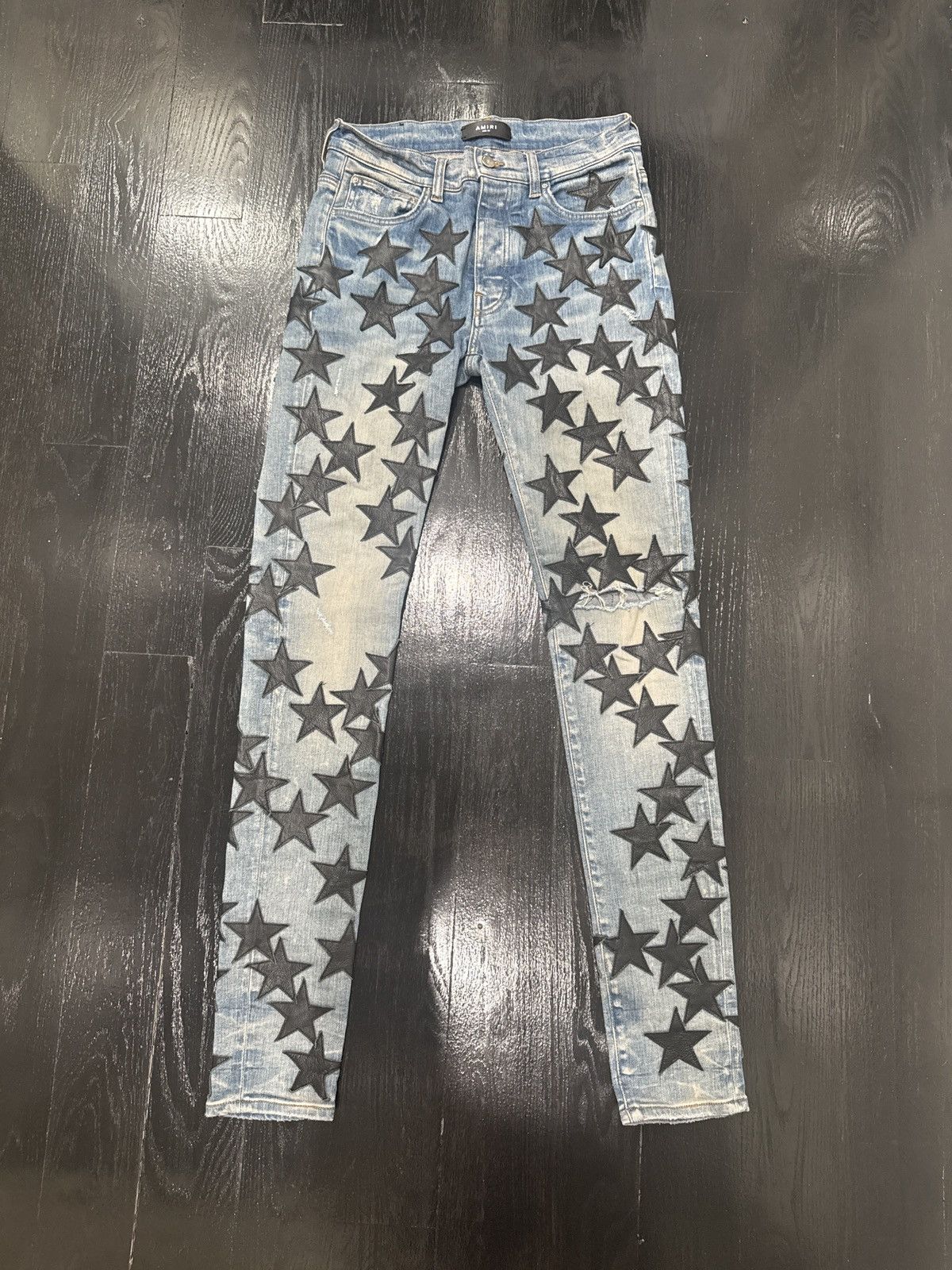 Amiri AMIRI All-Over Leather Star Patch Denim (Mike Amiri) Size US 30 / EU 46 - 1 Thumbnail