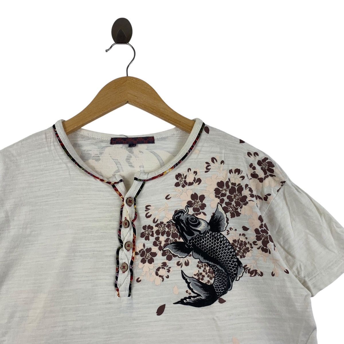 Vintage Vintage JAPAN TRADITIONAL KARAKURI Koi Motion Tee Shirt Size L / US 10 / IT 46 - 4 Thumbnail