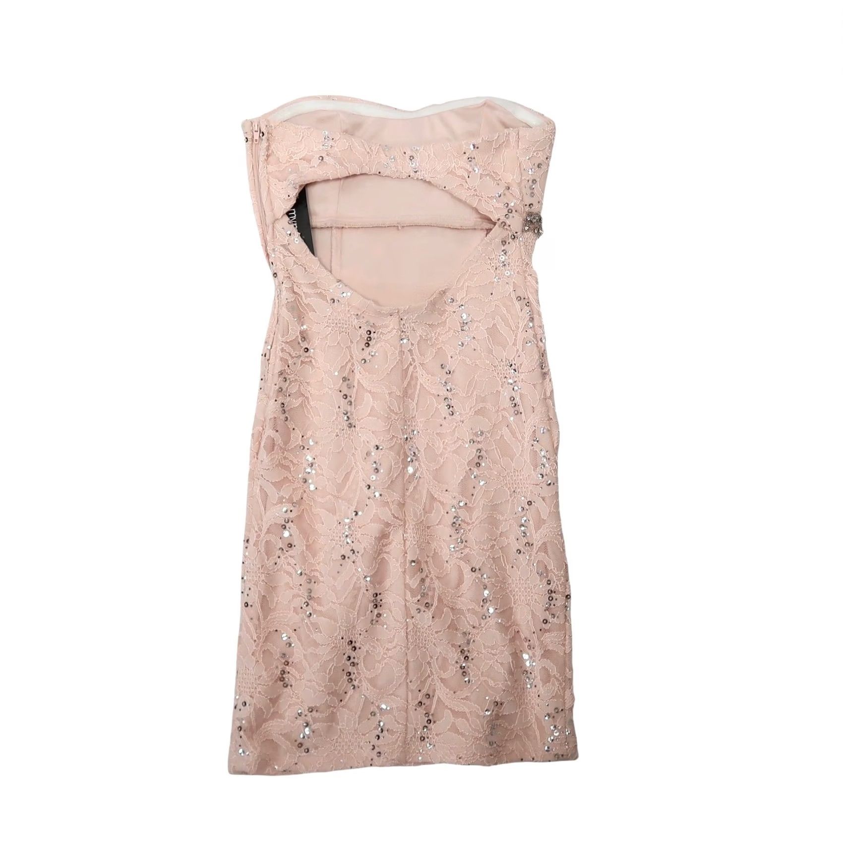Vintage VINTAGE My Michelle Dress Bodycon Strapless Lace Beaded Sequin Pink 1 XS Womens Short Mini 90s 2000s Size XS / US 0-2 / IT 36-38 - 3 Thumbnail