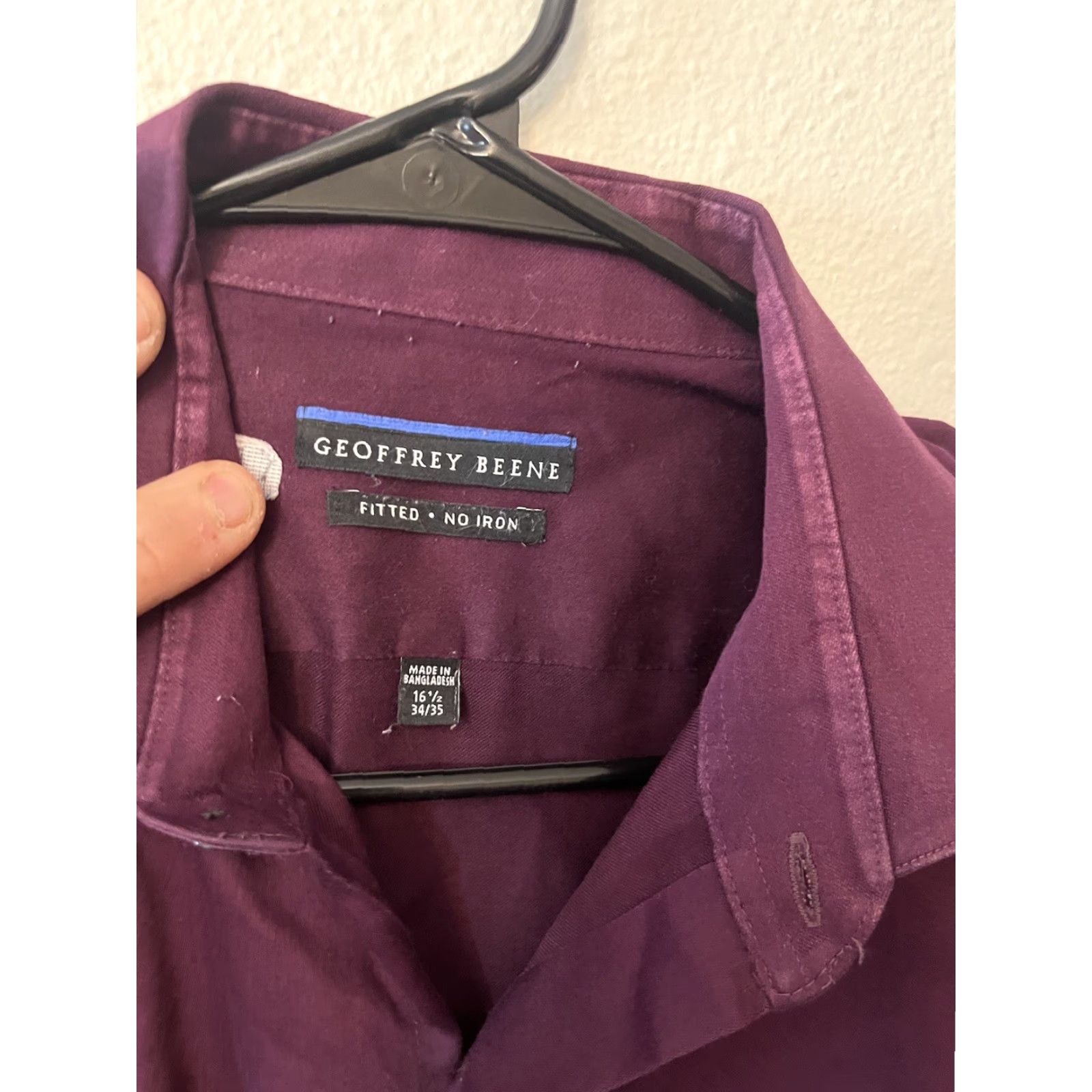 Geoffrey Beene Geoffrey Beene Mens Shirt 16.5 Fitted Cotton Blend Button Down Maroon No Iron Mens Size US L / EU 52-54 / 3 - 2 Thumbnail