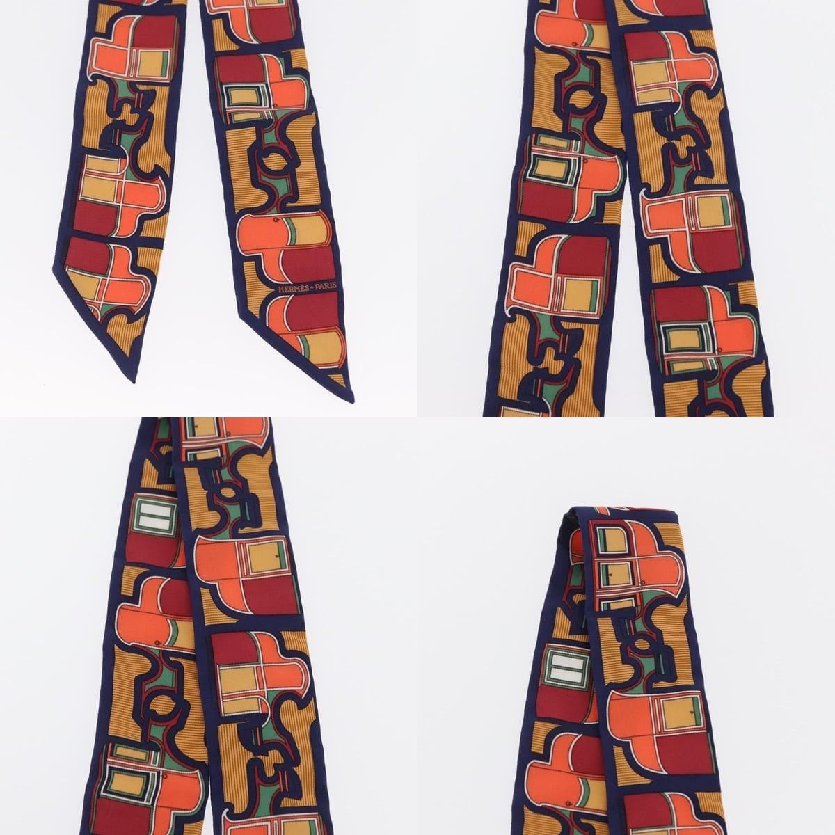 Hermes Hermes Twilly Scarf Horse Carriage Silk Navy Size ONE SIZE - 3 Thumbnail