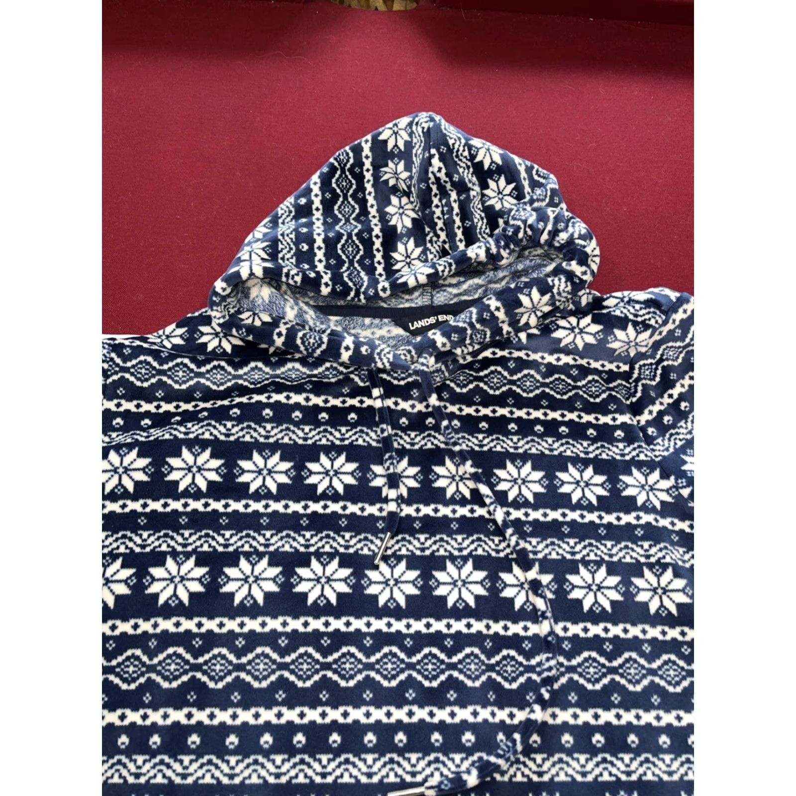 Lands' End Lands’ End Hoodie Women’s XL BLUE white SNOWFLAKE WINTER Fair Isle Big POCKET Size XL / US 12-14 / IT 48-50 - 5 Thumbnail