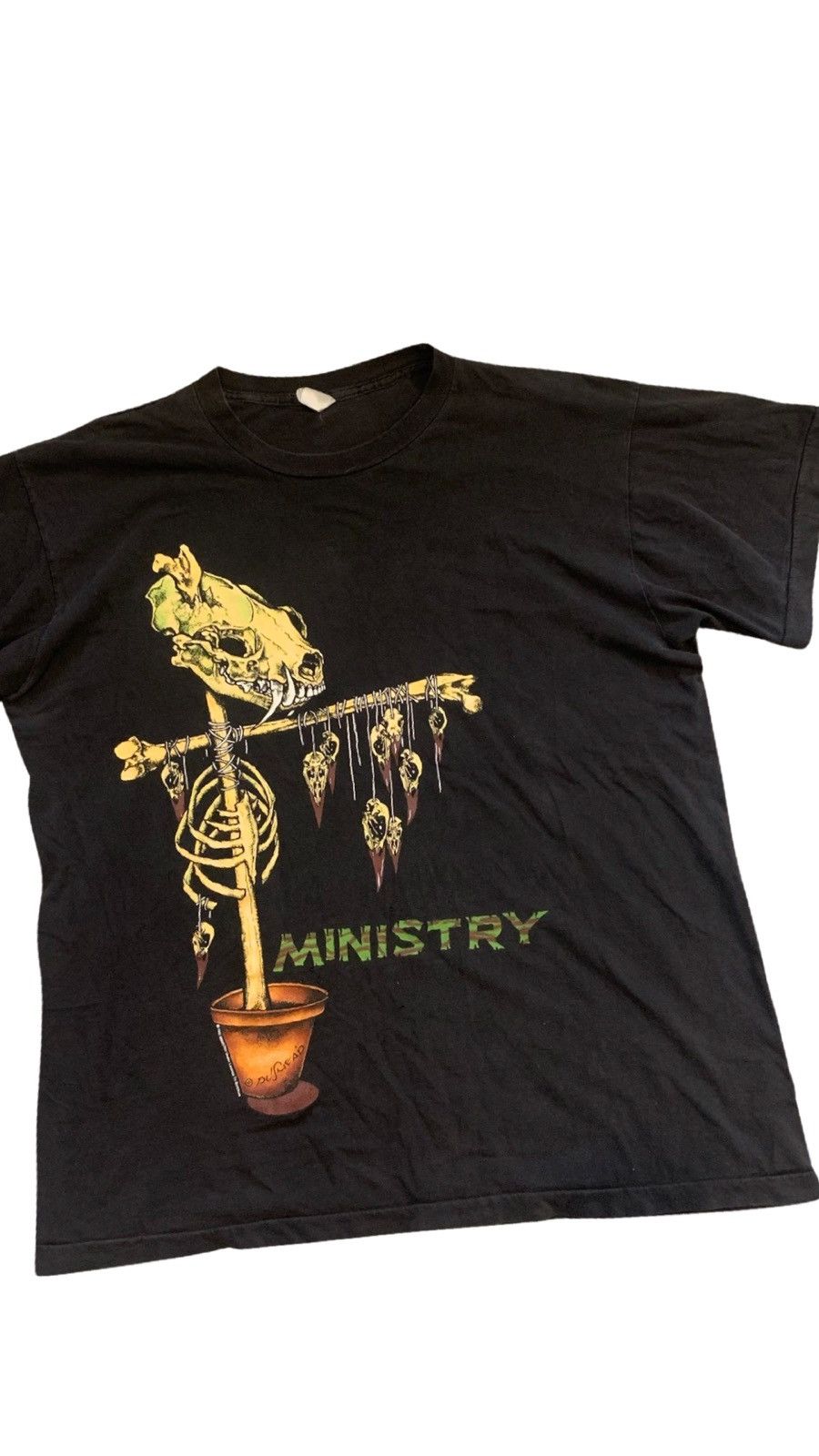 image of Band Tees x Vintage 1992 Ministry Pushead Scarecrow in Black, Men's (Size XL)