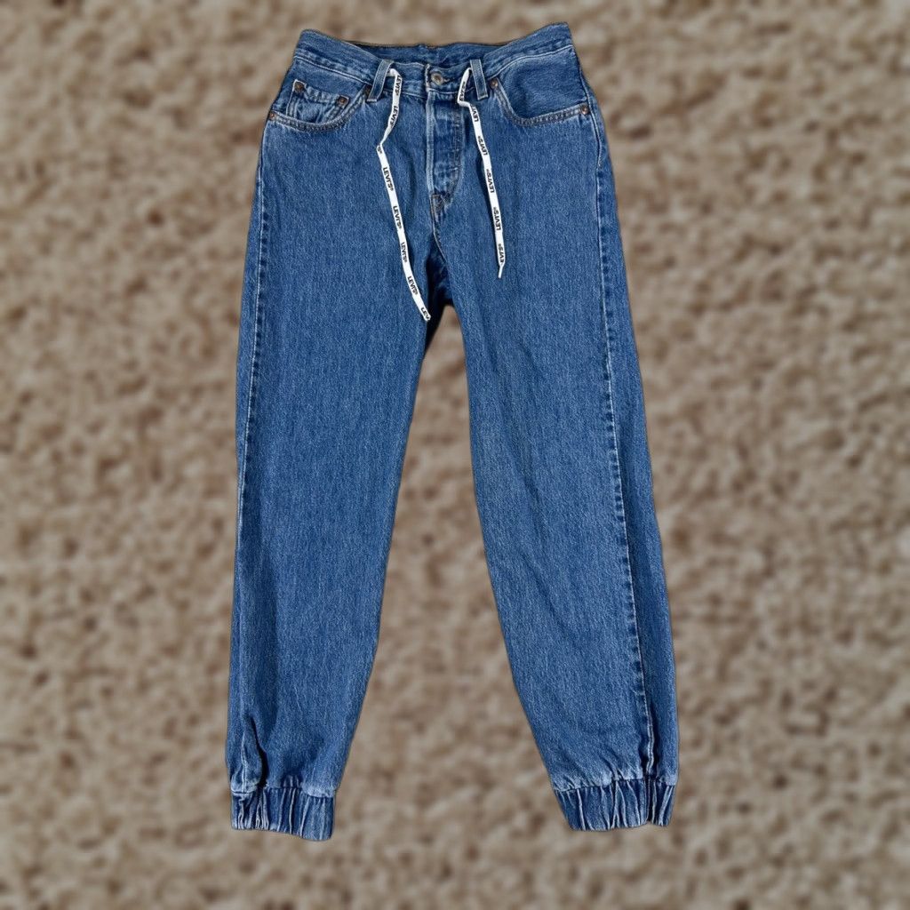 Levi's Levi's Jeans 501 Blue Denim Jeans Jogger 25x24 Regular 5-Pocket USA Button Drawstring Medium Wash Size US 26 / EU 42 - 1 Thumbnail